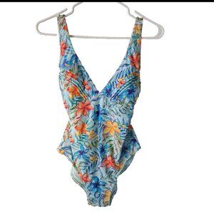 La Vie en Rose Women's One-Piece Swimsuit Sz M Colorful Floral Tropical Coastal